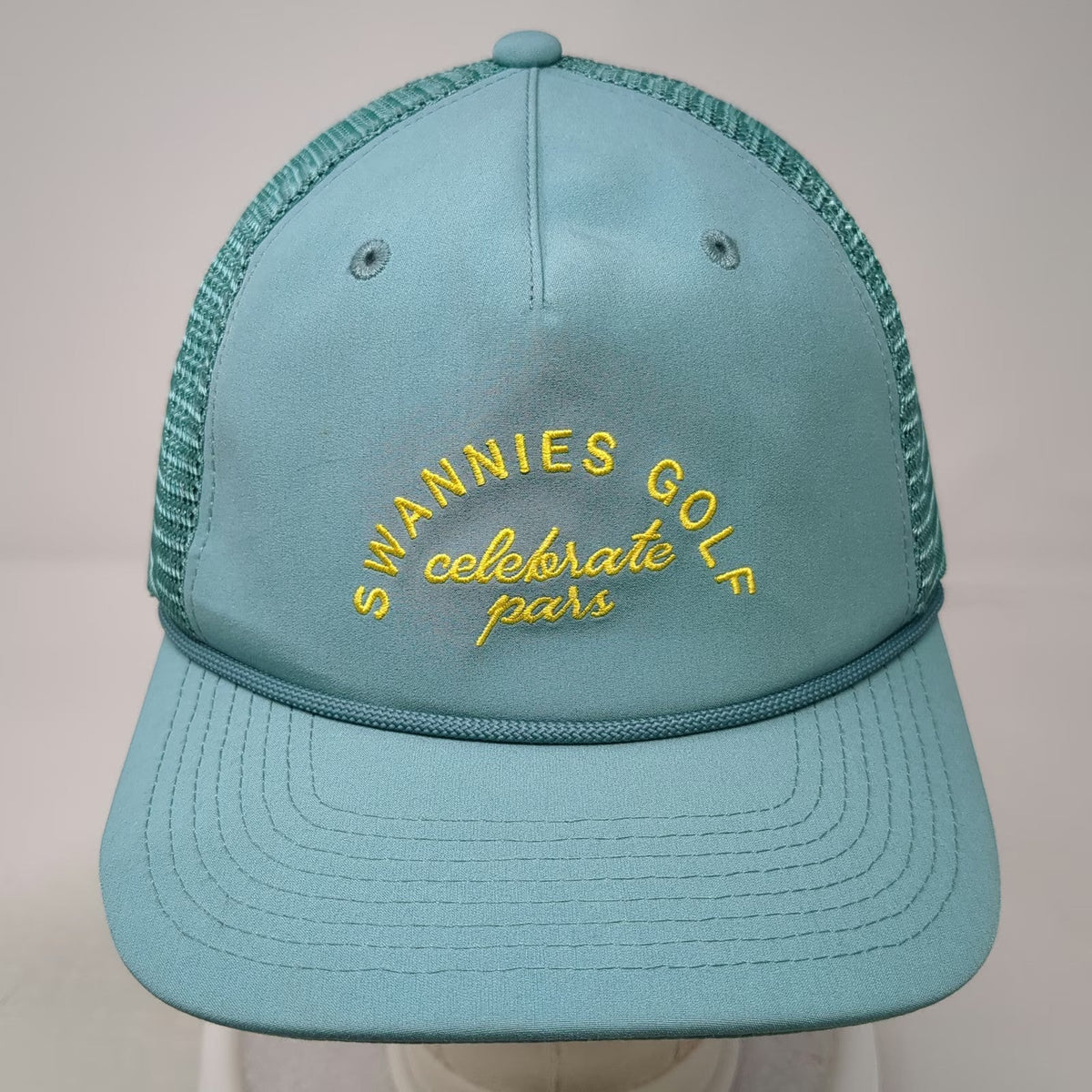 Swannies Golf Trucker Hat Blue One Size Mesh Back Rope Snapback Celebrate Pars