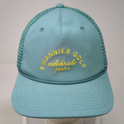 Swannies Golf Trucker Hat Blue One Size Mesh Back Rope Snapback Celebrate Pars