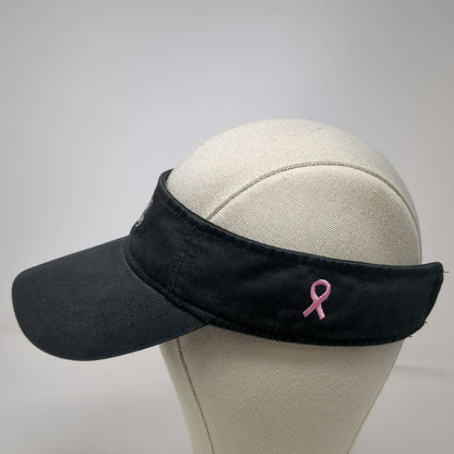 Anvil Visor Black One Size Gold's Gym Logo Pink Ribbon Fitness Workout Hat