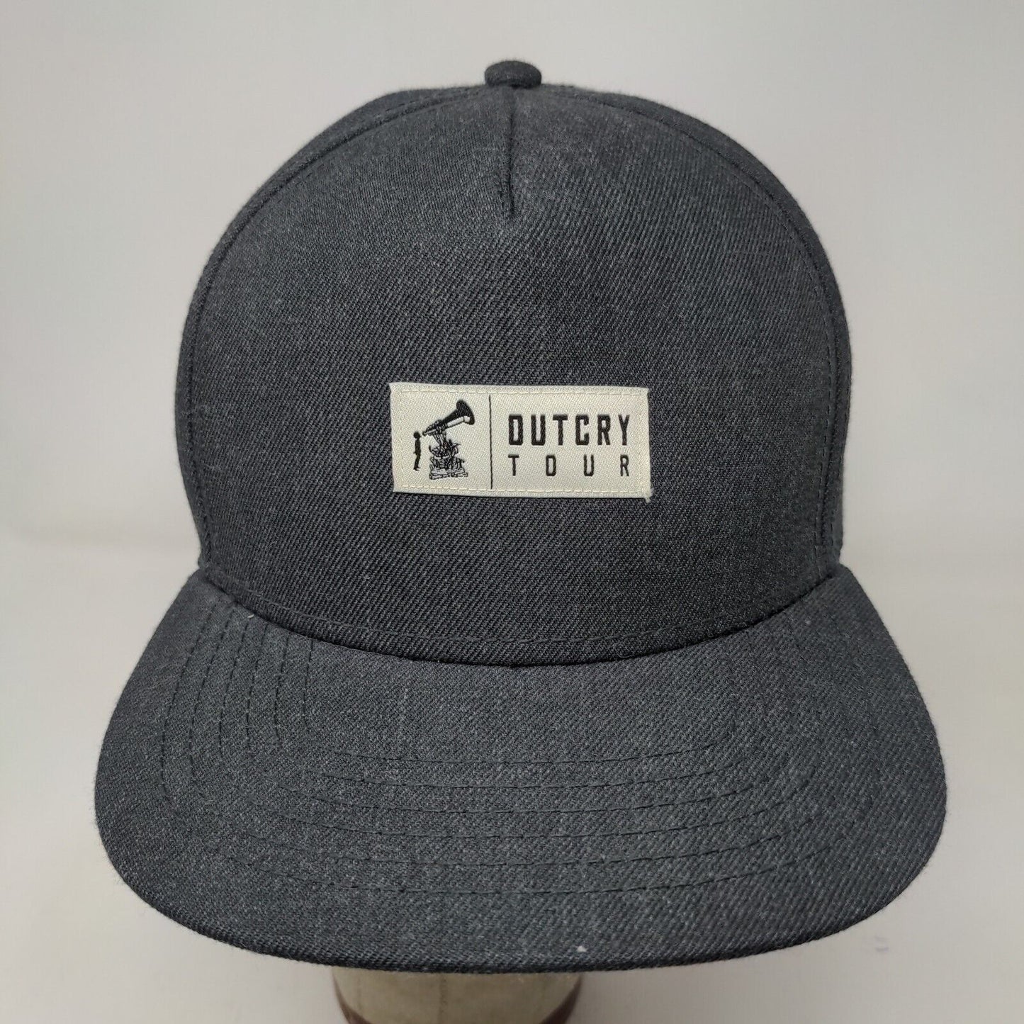 Otto Men's Snapback Hat Gray OSFM Embroidered Outcry Tour Logo Acrylic Wool
