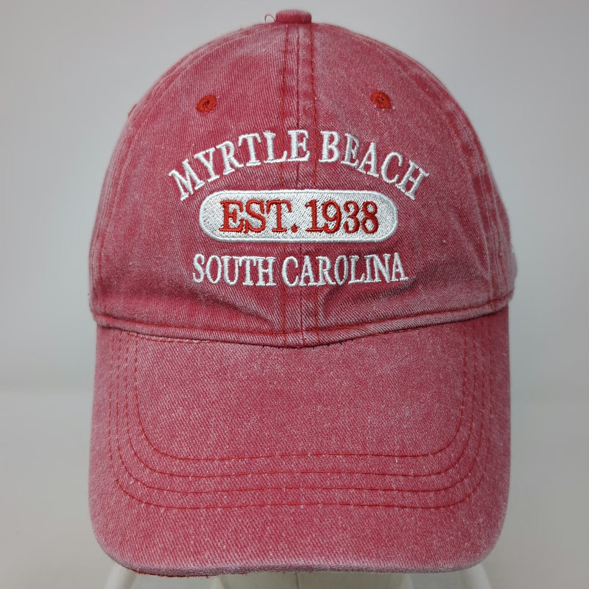 Tsunami Surf Shop Baseball Cap Red One Size Cotton Myrtle Beach SC Strapback Hat