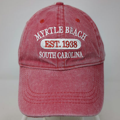 Tsunami Surf Shop Baseball Cap Red One Size Cotton Myrtle Beach SC Strapback Hat