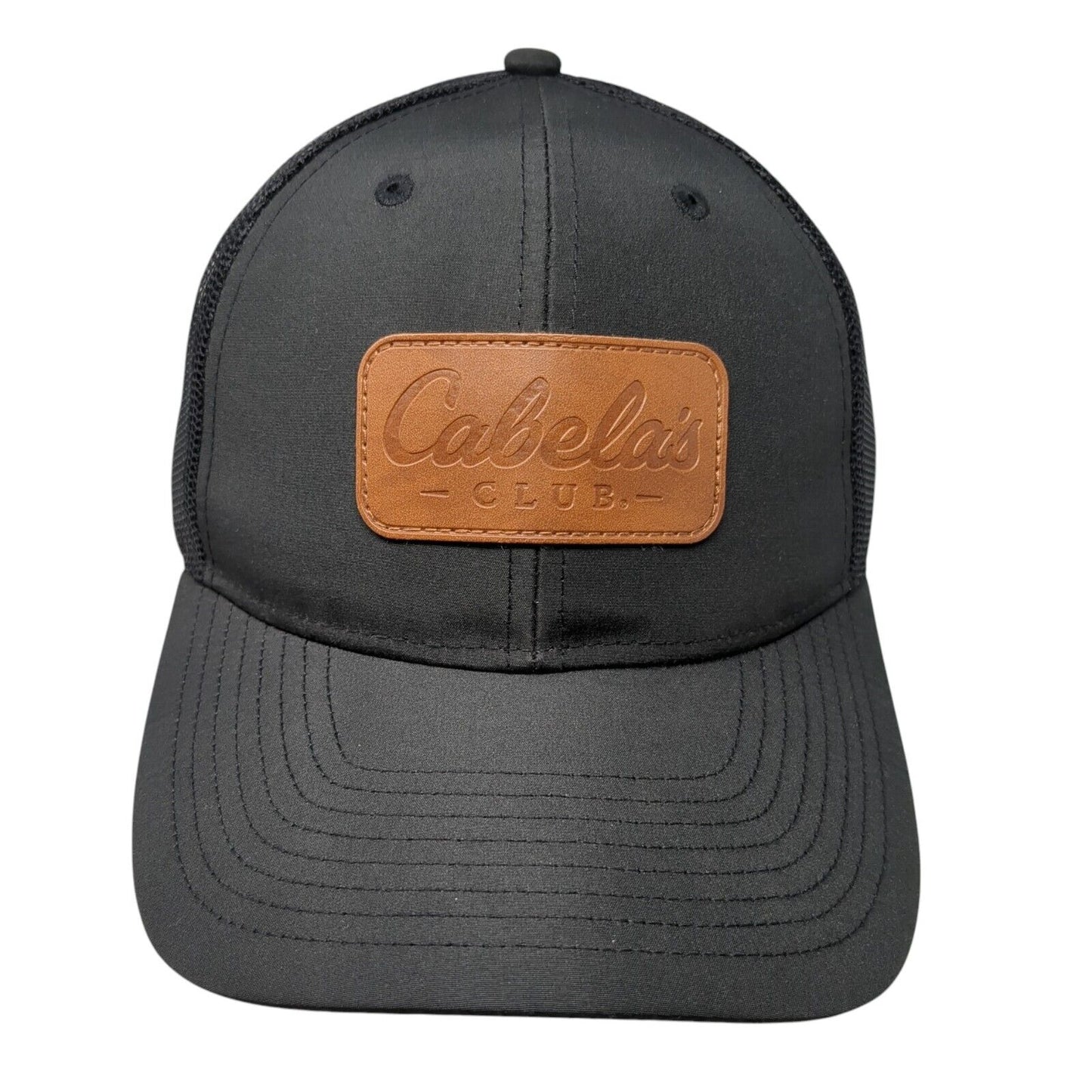 Cabela's Club Snapback Trucker Hat Black One Size Adjustable Mesh Back Polyester