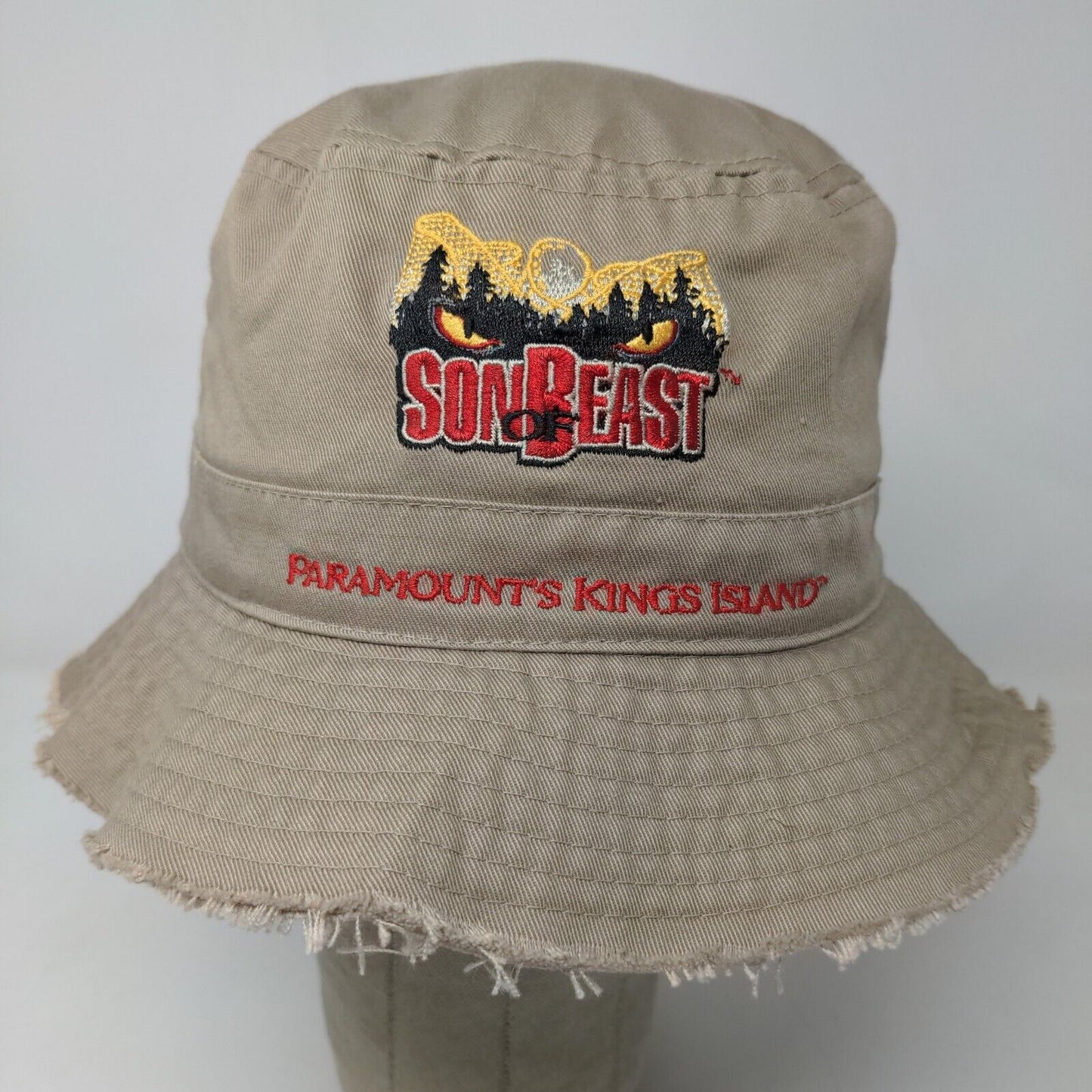 Paramount King's Island Boys Bucket Hat Tan Embroidered Sun of Beast Vintage Y2K