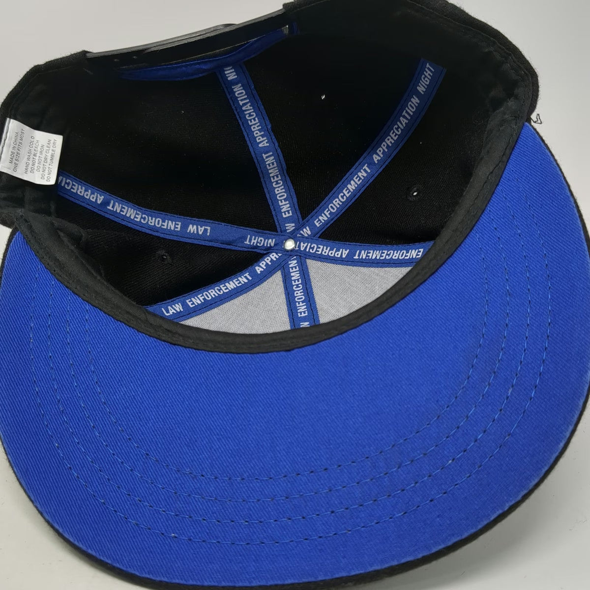 Black Snapback One Size Hat LA Logo Law Enforcement Appreciation Night Blue Brim