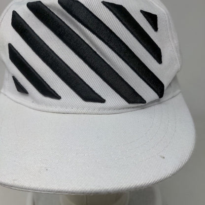Unbranded Snapback Hat White One Size Adjustable Striped Vent Holes