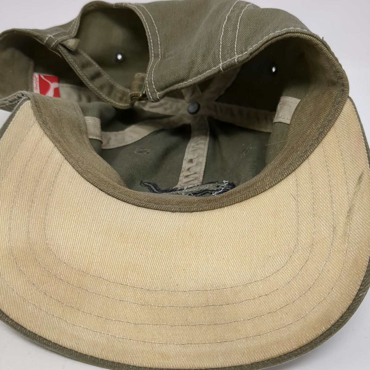 Puma Baseball Cap Green One Size Leaping Cat Contrast Stitching Slideback Hat