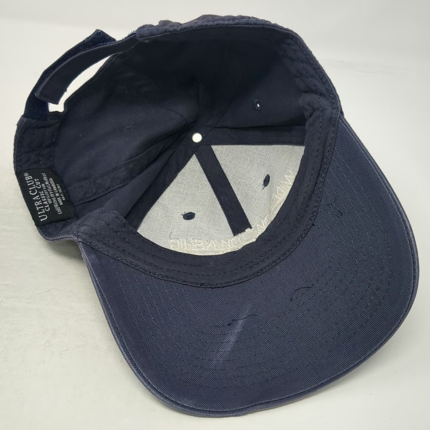 UltraClub Baseball Cap Blue White One Size Strapback Police Academy Hat Cotton