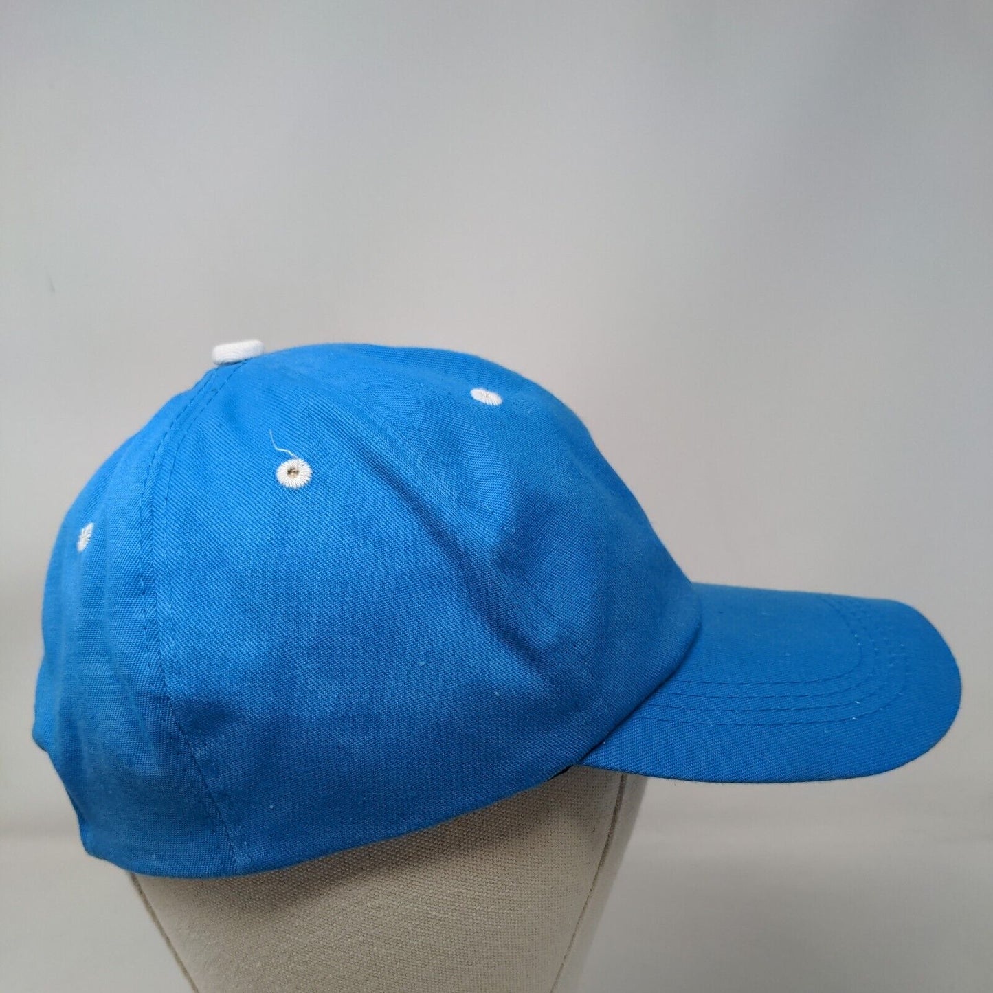 Unbranded Strapback Hat Blue OSFA Adjustable Vented Holes 6 Panel Blank