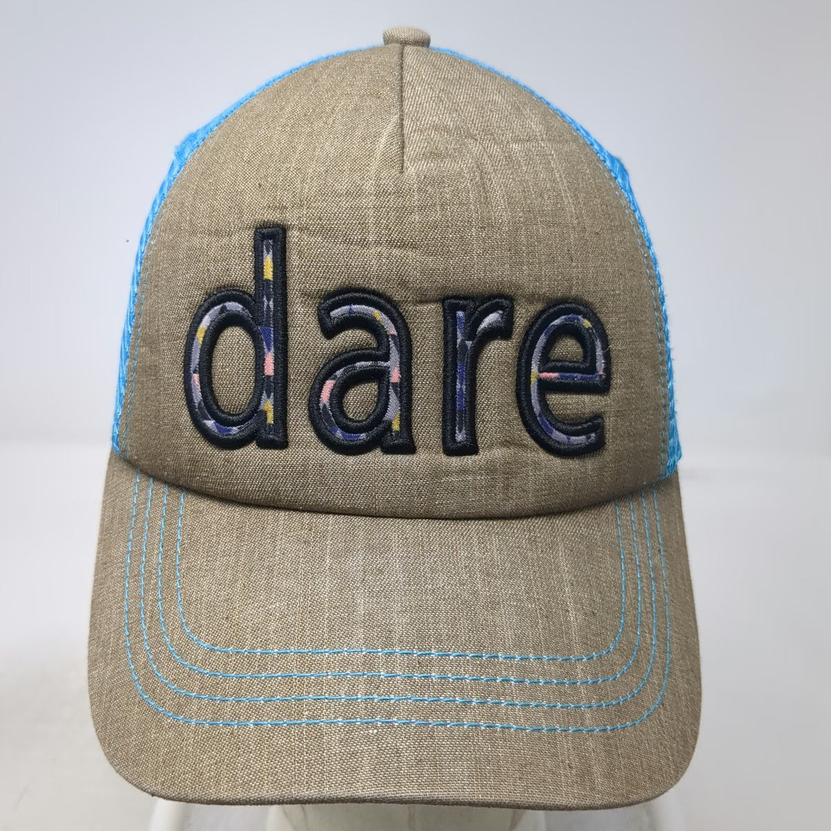 Pistil Trucker Hat Brown One Size Mesh Back Snapback Dare Logo Blue Mesh