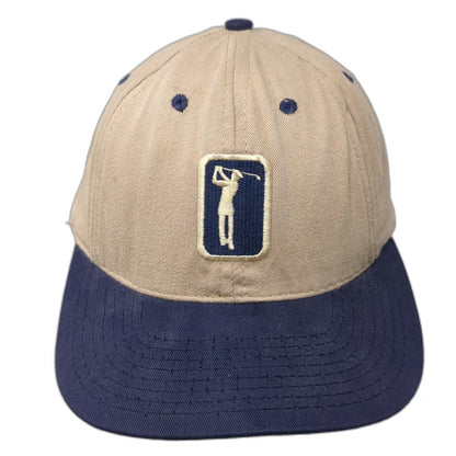 Ben Hogan Baseball Cap Beige Blue One Size Golfer Logo Made in USA Strapback hat