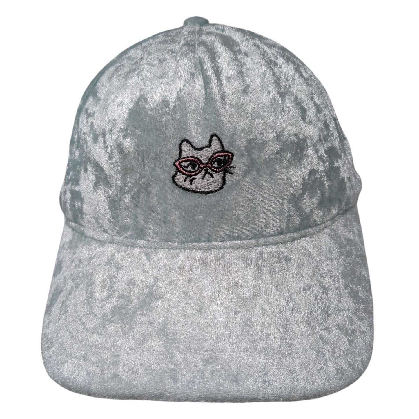 Cat Eyeglasses Slideback Hat Mint Blue One Size Adjustable Velvet