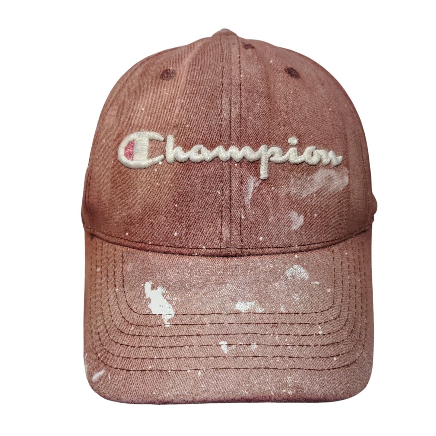 Champion Slideback Hat Red OSFM Leather Strap Embroidered 6 Panel
