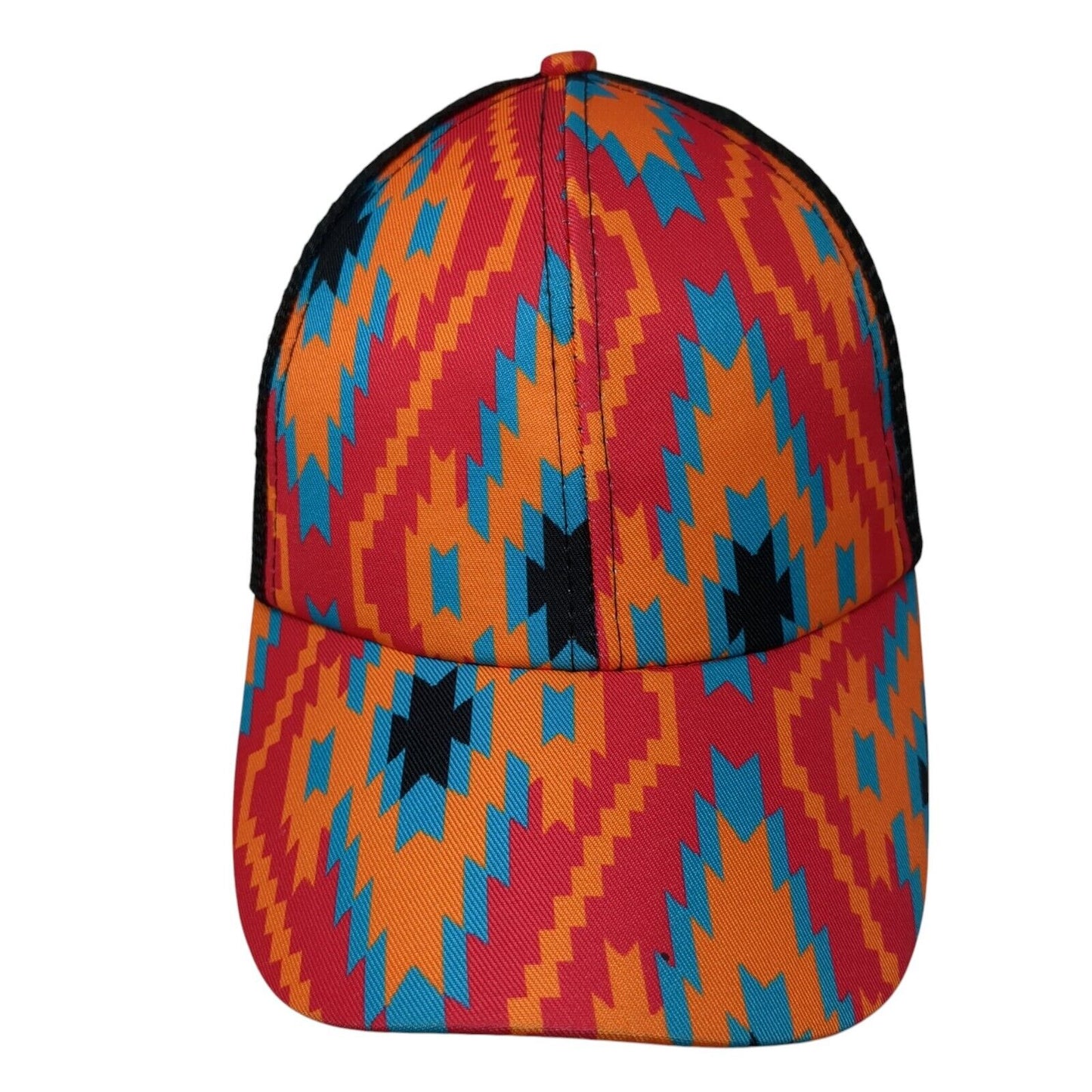 Unbranded Snapback Ponytail Trucker Hat Multicolor OS Mesh Back Aztec Print