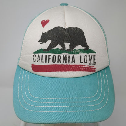 Billabong Trucker Hat Blue One Size California Love Bear Heart Mesh Snapback