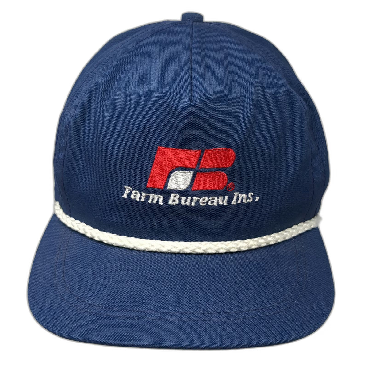 Farm Bureau Insurance 5 Panel Blue Hat One Size Rope Cord Slideback USA Made