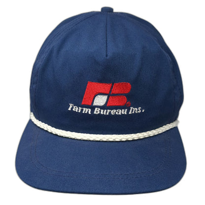 Farm Bureau Insurance 5 Panel Blue Hat One Size Rope Cord Slideback USA Made