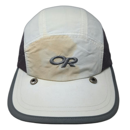 Outdoor Research 5 Panel White XL Hat Mesh UPF 30 Strapback Gray Hiking Running