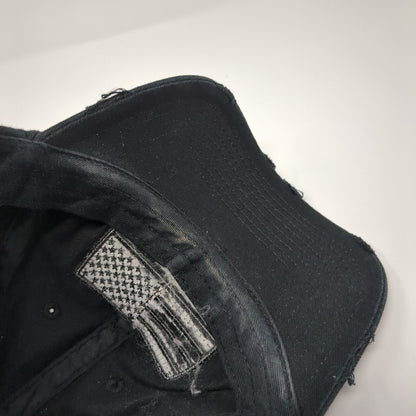 USA Flag Slideback Hat Black One Size Adjustable Distressed Patriotic KB ETHOS