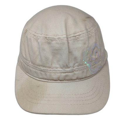 Pugs Army Cap Beige One Size Sequined Rose Graphic Polka Dot Under Brim Hat