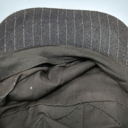 Army Cap Brown One Size Pinstripe Wool Blend Lined Elastic Back Cadet Style Hat