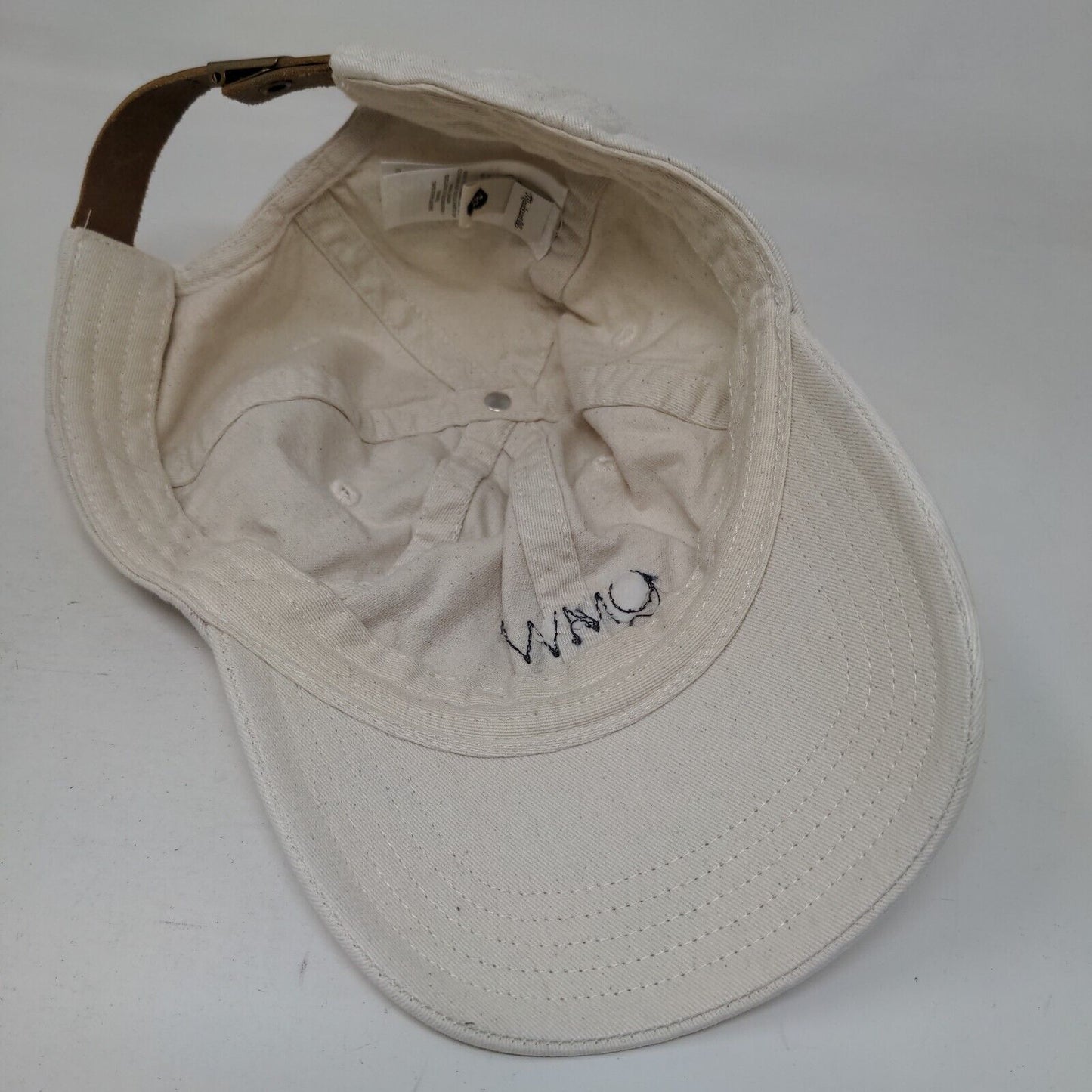 OMW Slideback Hat Tan One Size Embroidered Leather Strap Madewell