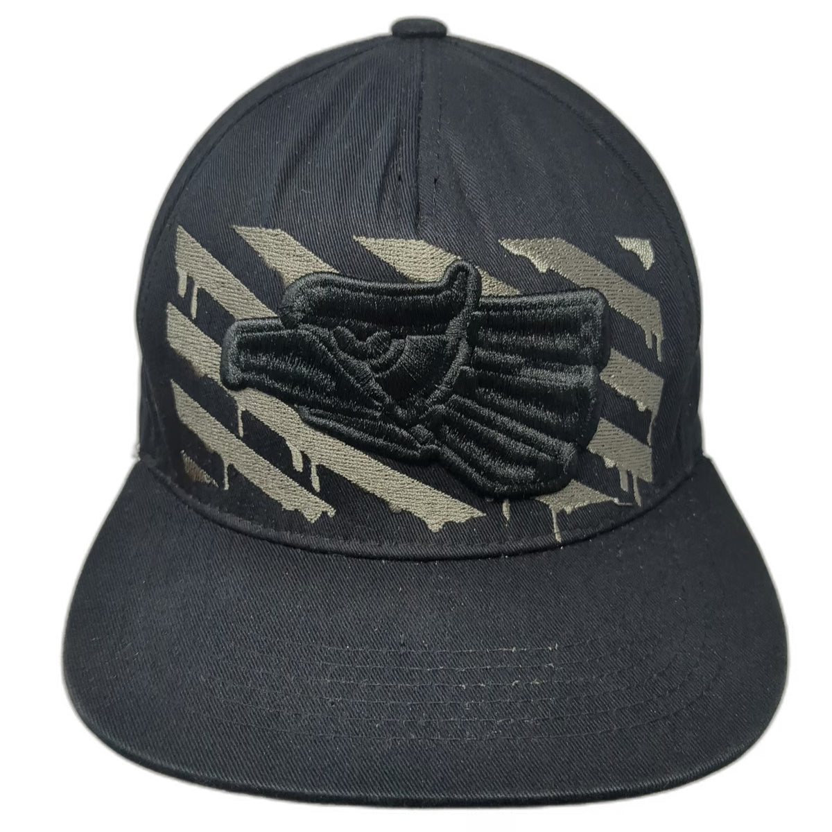 Top Level 5 Panel Black Hat One Size Snapback Eagle MEX Graphic Under Visor