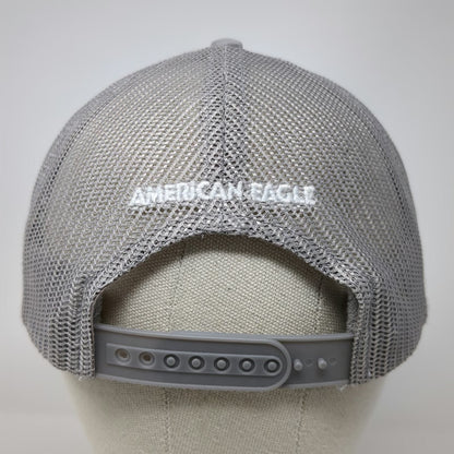 American Eagle Trucker Hat Gray One Size Sunset Eagle Graphic Mesh Foam Snapback