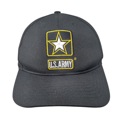 US Army Strapback Hat Black OSFA Adjustable Embroidered Patriotic 6 Panel
