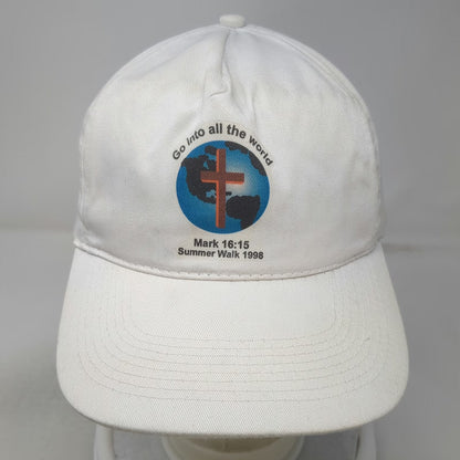 Otto 5 Panel White One Size Hat Religious Summer Walk 1998 Mark 16:15 Snapback