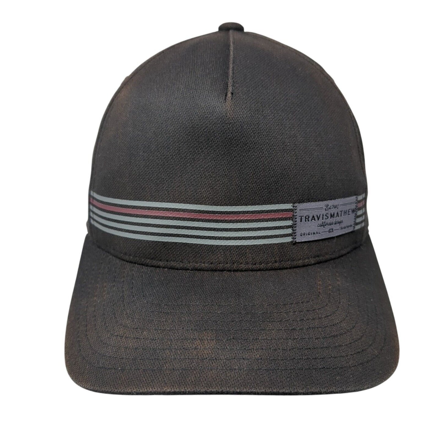 Travis Mathew Snapback Hat Black One Size Striped Flexfit 110 Patch