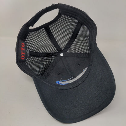MetroQuip Strapback Hat Black One Size Adjustable Mesh Back 6 Panel Otto