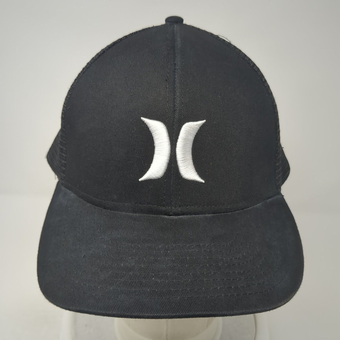 Hurley Snapback Mesh Back Trucker Hat Black One Size Embroidered Logo