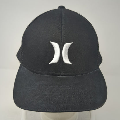 Hurley Snapback Mesh Back Trucker Hat Black One Size Embroidered Logo