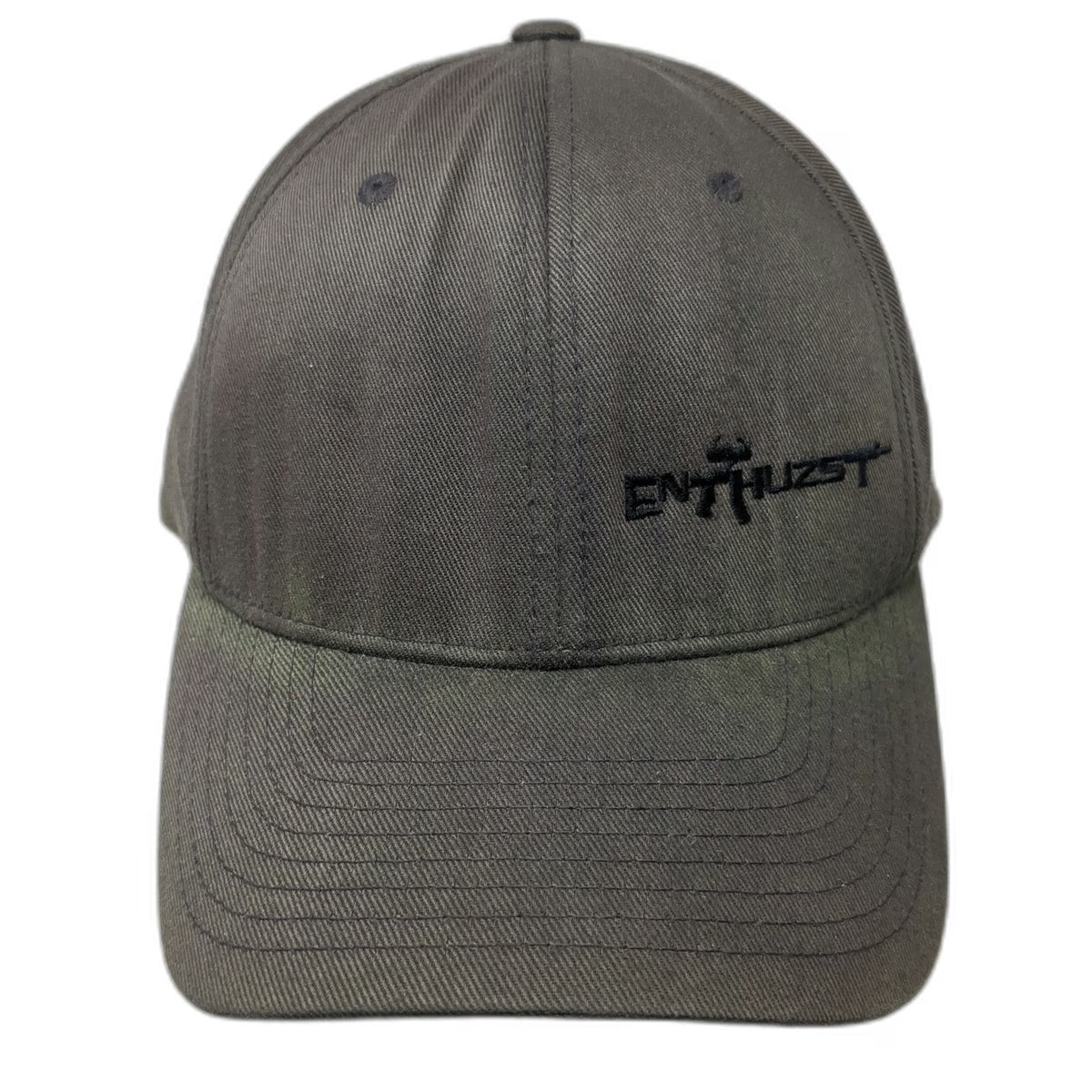 Enthuzst Baseball Cap Gray XL Flexfit Logo Curved Brim Stretch Fit Outdoor Hat