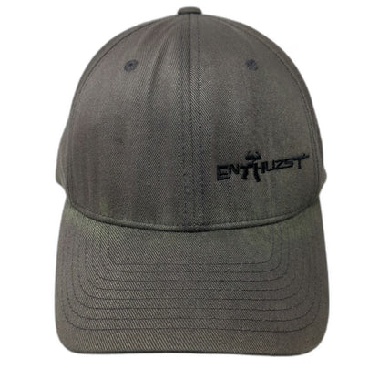 Enthuzst Baseball Cap Gray XL Flexfit Logo Curved Brim Stretch Fit Outdoor Hat