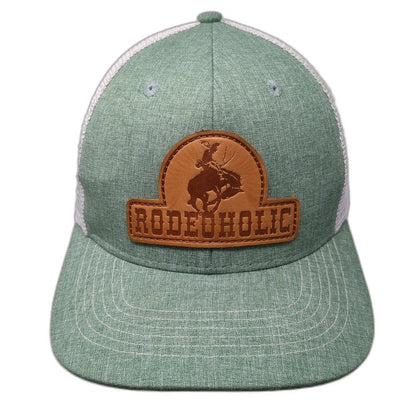 Arcadian Outfitters Trucker Hat Green One Size Snapback Mesh Leather Patch Rodeo