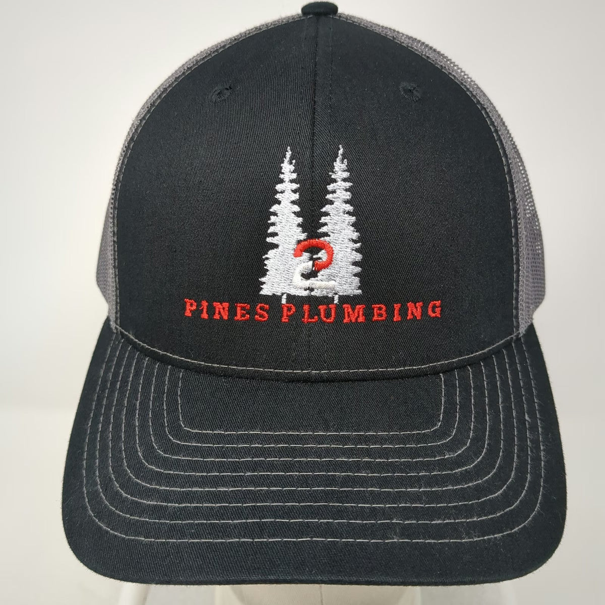 Richardson Trucker Hat Black One Size Pines Plumbing Mesh Snapback Style 112