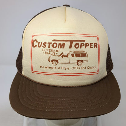 Custom Topper Trucker Hat Brown One Size Mesh Snapback Truck Graphic Foam Front