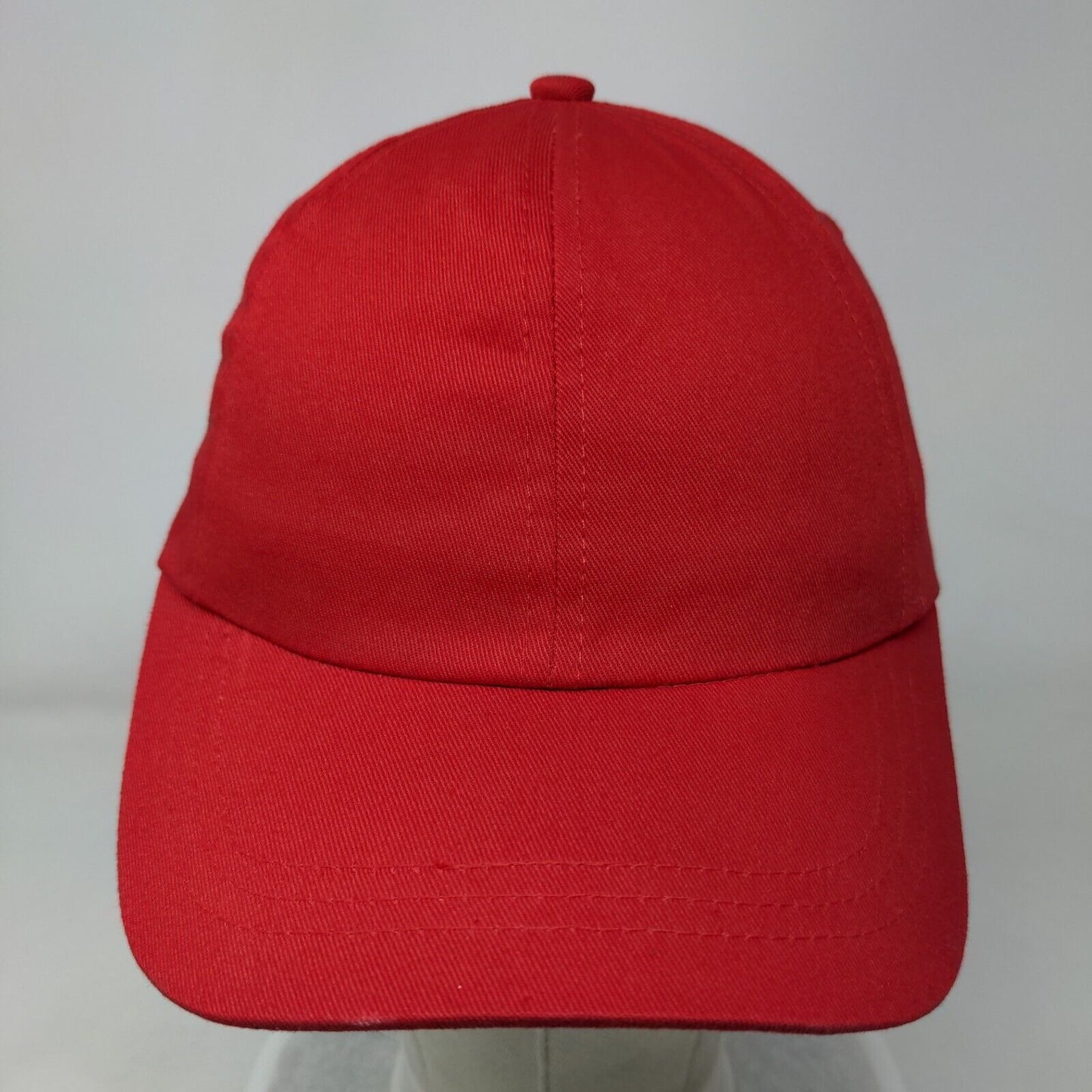 Unbranded Strapback Hat Red One Size Adjustable Vented Holes 6 Panel Blank