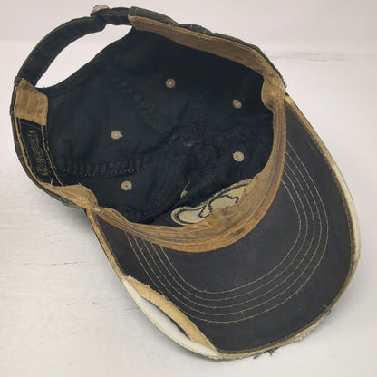 Mossy Oak Baseball Cap Black One Size Distressed Frayed Logo Strapback Hat