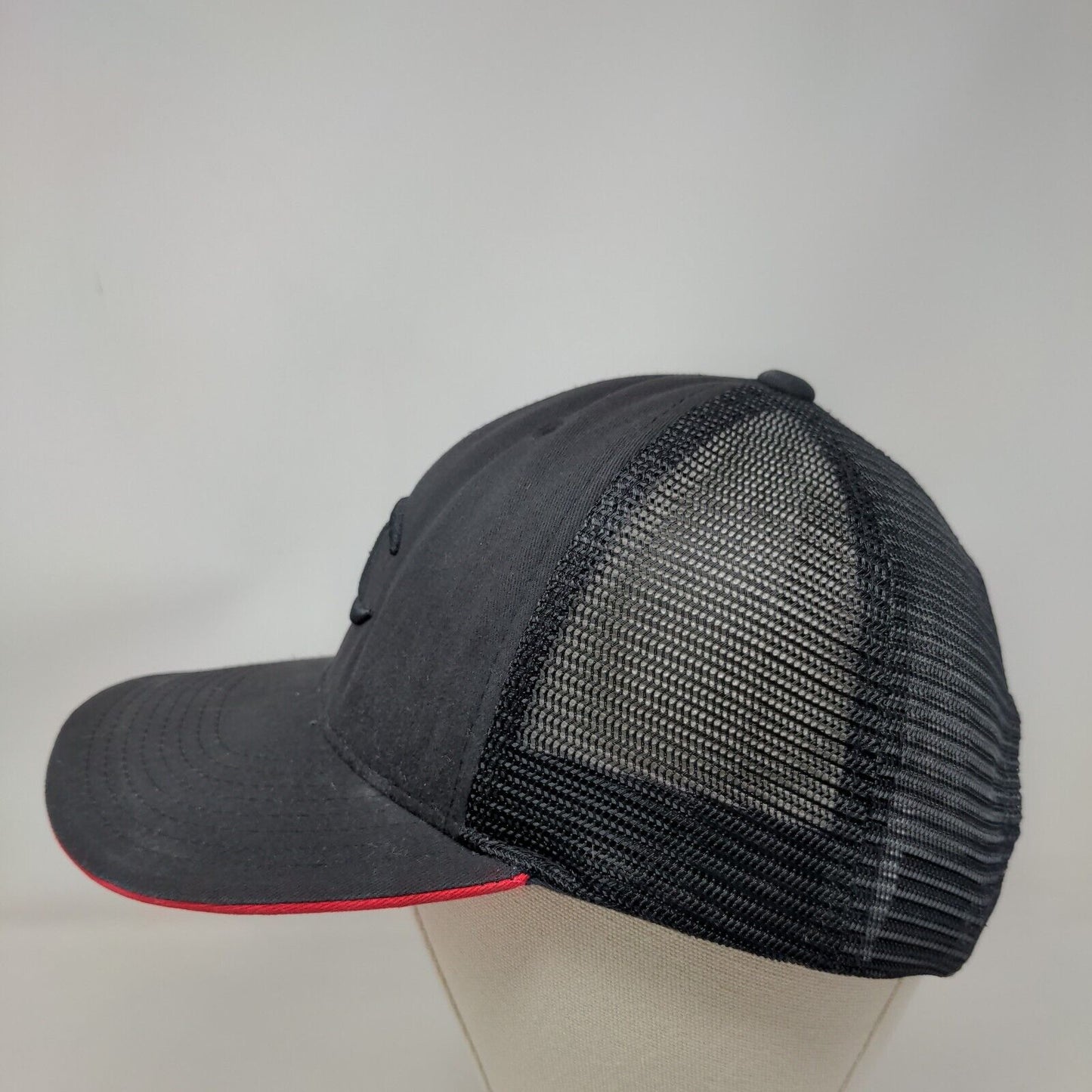 Champion Snapback Trucker Hat Black OSFM Embroidered Mesh Back 6 Panel