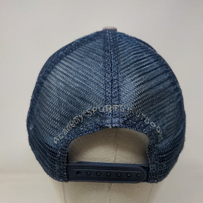 American Flag Snapback Trucker Hat Blue One Size Adjustable Mesh Back Patriotic