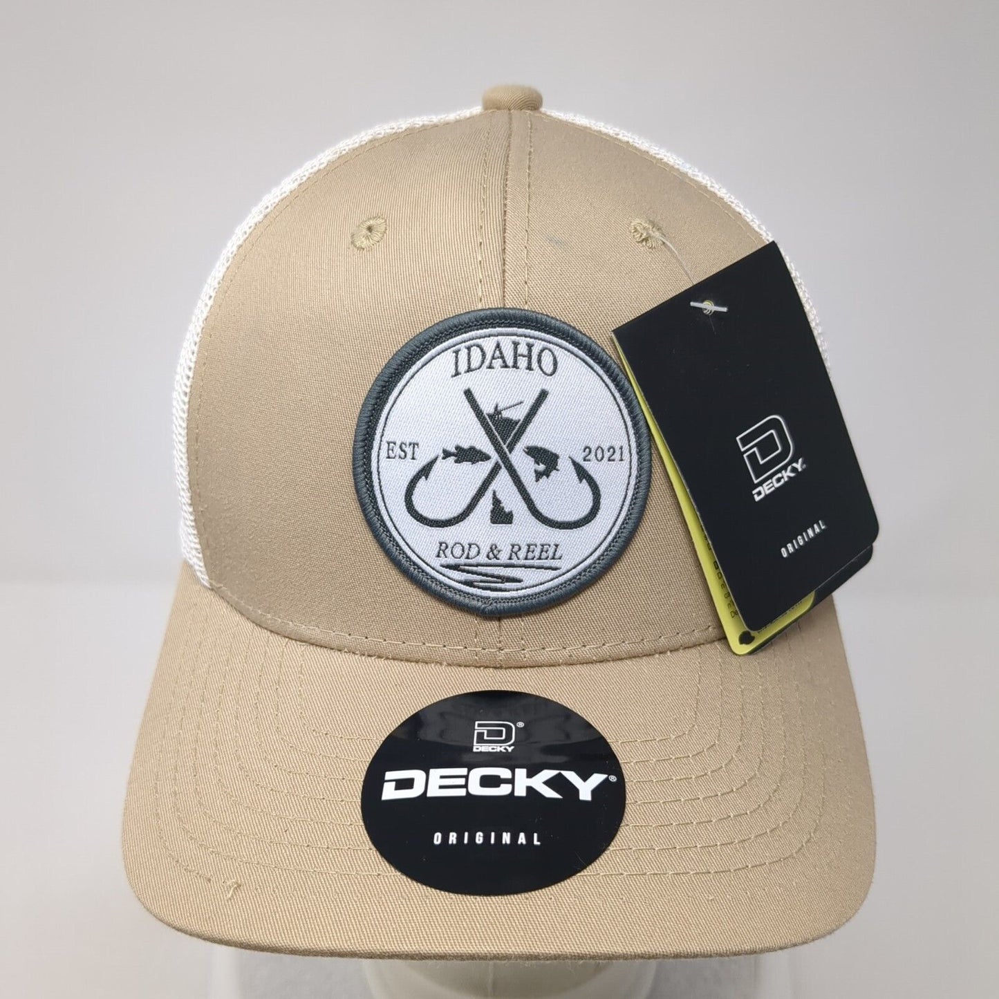 Idaho Rod & Reel Est. 2021 Snapback Trucker Hat Tan OS Adjustable W/Tags Decky