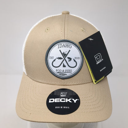 Idaho Rod & Reel Est. 2021 Snapback Trucker Hat Tan OS Adjustable W/Tags Decky