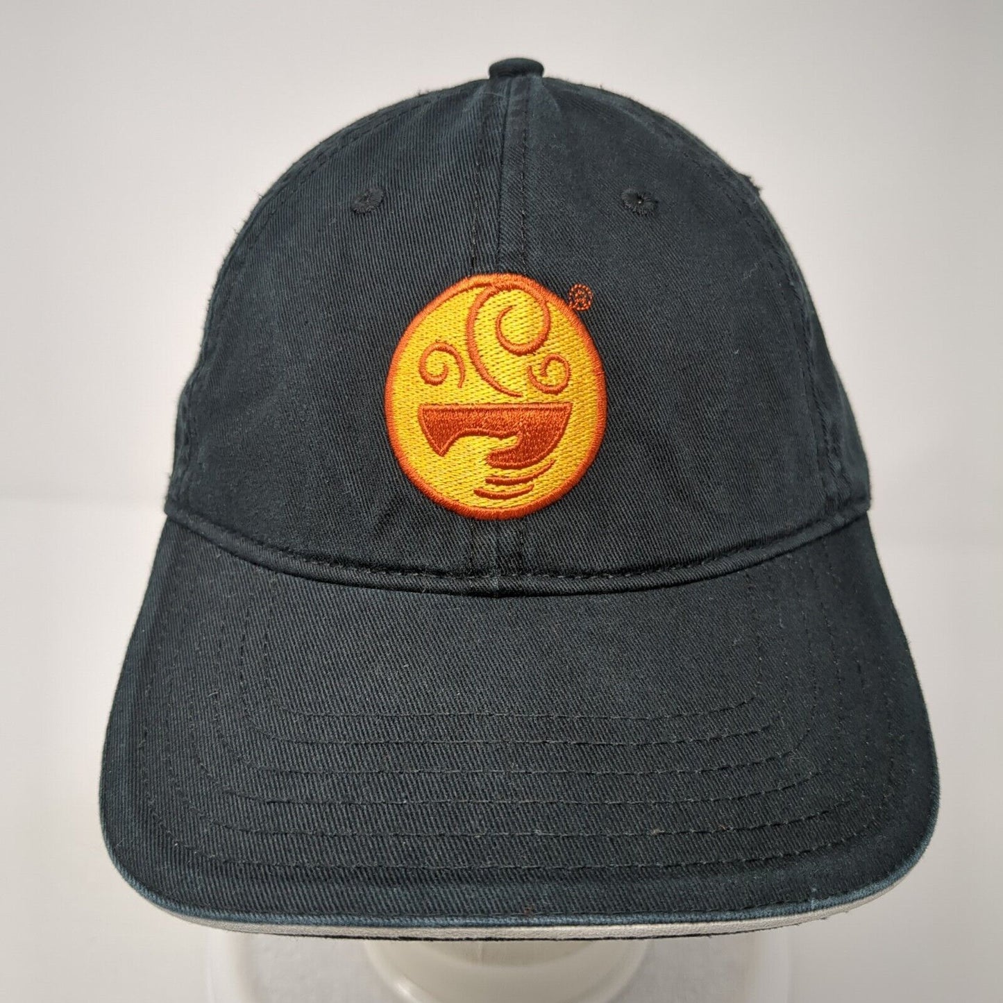 Otto Strapback Hat Black One Size Adjustable Embroidered Vented Holes 6 Panel