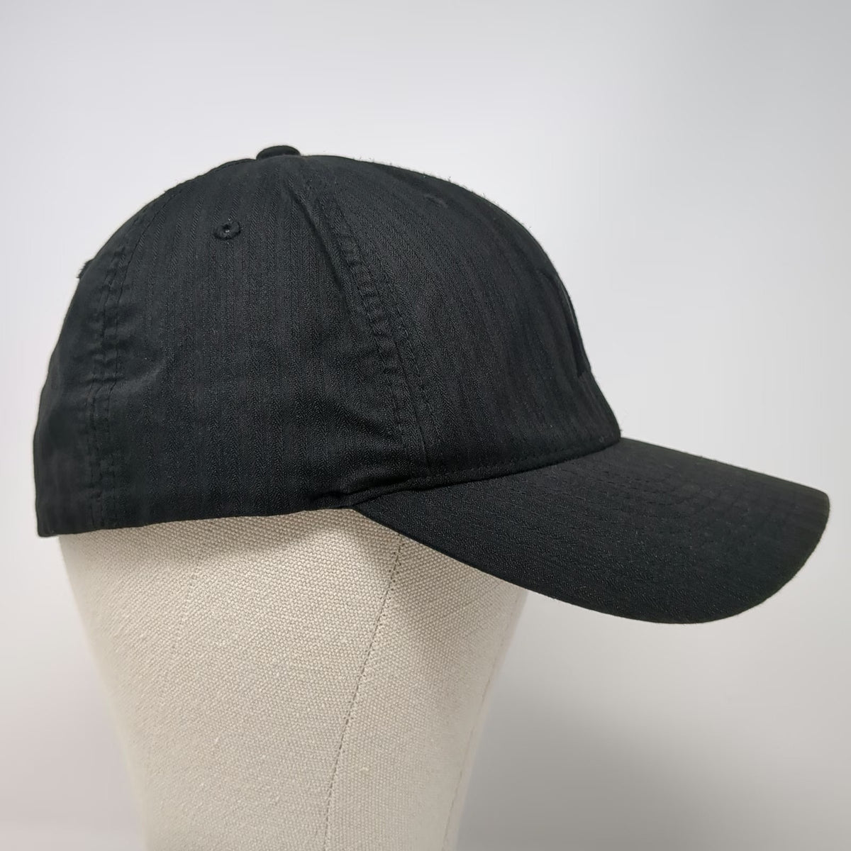 Hurley Baseball Cap Black One Size Flexfit Tonal Logo Curved Brim Textured Hat