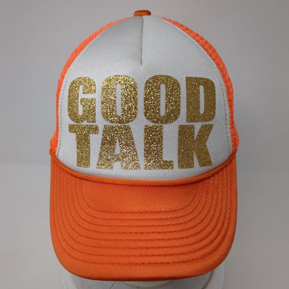 Good Talk Snapback Rope Trucker Hat Orange One Size Mesh Back Adjustable