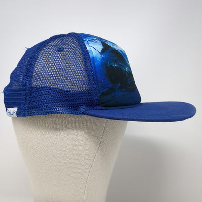 Huk Trucker Hat Blue One Size Marlin Fishing Performance Mesh Back Snapback