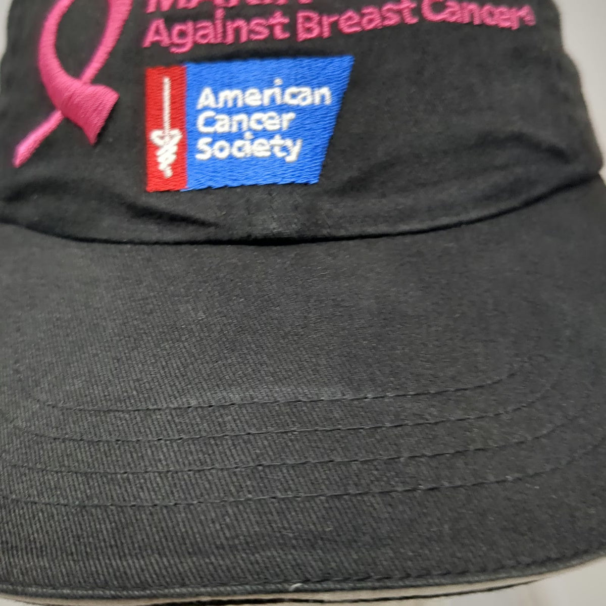 Cap America Baseball Cap Black One Size American Cancer Society Pink Ribbon Hat
